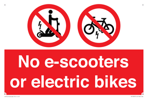No e-scooters or electric bikes